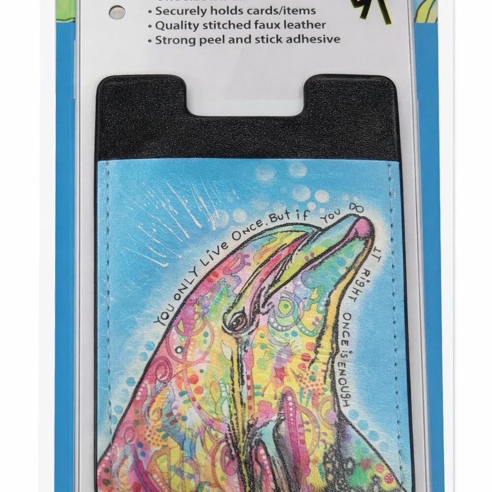 Enjoy It LLC - Dolphin Phone Pocket by Dean Russo – Stick-On Card Holder – New